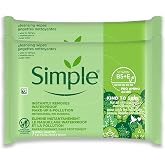 Simple Kind To Skin Cleansing Makeup Remover Wipes - Vegan Facial Cleanser Wipes with Vitamin B5 and E - Removes Waterproof Makeup - 2 pc