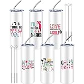 Skylety 6 Sets Golf Lover Gifts for Women Golfers 20oz Stainless Steel Tumbler with Lid, Straw and Brush Golf Accessories for Mom Funny Gifts for Mom Coach Players and Lovers