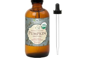 US Organic Pumpkin Seed Oil, USDA Certified,100% Pure & Natural, Cold Pressed, Virgin, Unrefined in Amber Glass Bottle with G