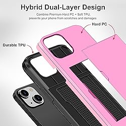 SAMONPOW for iPhone 15 Case with Card Holder Heavy
