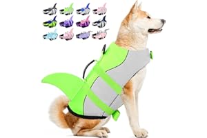 BESS BRIDAL Dog Life Jacket, Large Dog Life Vest for Swimming Boating, Shark Life Jackets for Small Medium Large Dogs, Reflective Dog Lifesaver Life Preserver Swimsuit with Rescue Handle and High Buoyancy