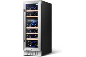 Yeego 12 inch Wine Fridge, Freestanding Dual Zone Wine RefrigeratorHold 17 Bottles 40F-65F Digital Temperature Control Upgrade Compressor Wine Cellar for Kitchen,Home Bar