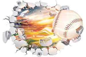 TOARTi 3D Baseball Wall Sticker Baseball Wall Decals for Boys Room Baseball Wall Art Decal for Boys Bedroom Sports Room Decoration Baseball Theme Stickers