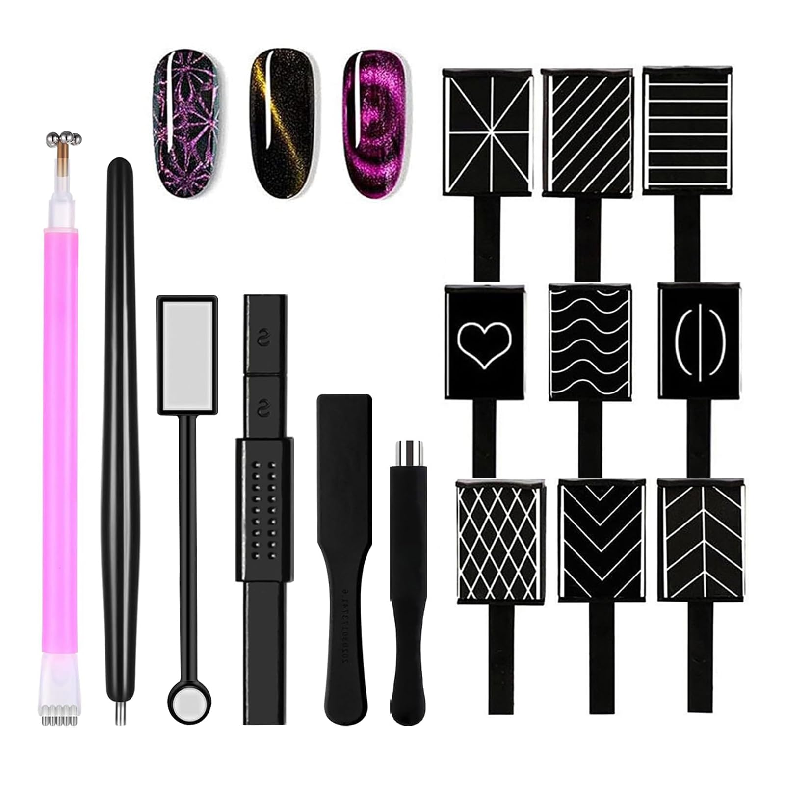 Photo 1 of Ideal Swan Magnet Nail Art Polish Tool Set, Cat Eye Gel Polish 3d Gel Nails Cat Eye Plastic Tool, Magnetic Cat Eye for Salon Studio Home Manicure (15 Piece Set)