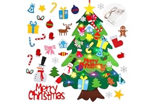 Suweor Upo Felt Christmas Tree Set for Toddlers Kids with Led String Light，3.2ft Wall Hanging DIY Christmas Tree with Detachable Ornaments for Xmas Gifts Home Decoration
