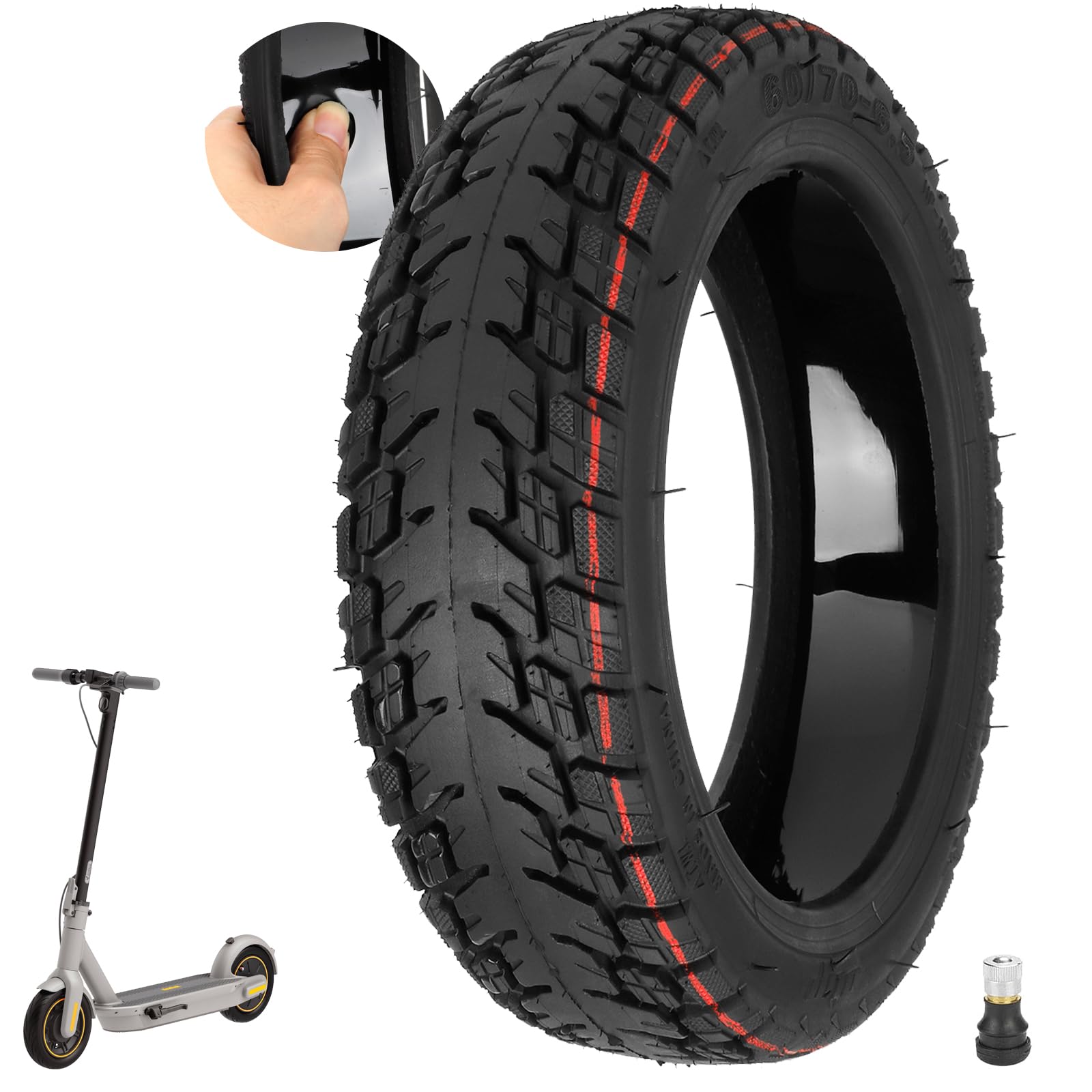 VOLOHAS 10 Inch Offroad Tyres 60/70-6.5 Tubeless Tyres for Ninebot MAX G30/G30D/G30D 2 Electric Scooter Front/Rear Wear-resistant Vacuum Tyre Replacement Wheels Self-Repairable Puncture Proof (Pack of