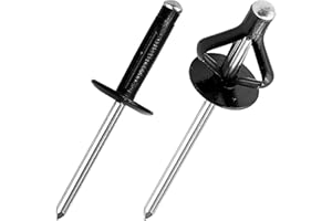 JIANDAXIN 50Pcs Tri-Fold Aluminum Blind Rivets,Tri Grip Exploding Assortment Bulb Style Pop Rivets for Automotive, Soft or Plastic Materials (Half Black, 5/32"x5/8" Large Head 15/32")