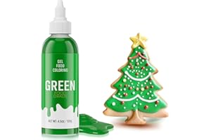 CHERRYSEA Food Coloring Gel for Baking Cake Food Coloring 4.5OZ Vibrant Gel Food Dye for Easter Egg,Icing, Fondant, Macaron, Frosting, Cookie, Gluten Free Vegan Tasteless Large Size (128g)/Bottles -Green