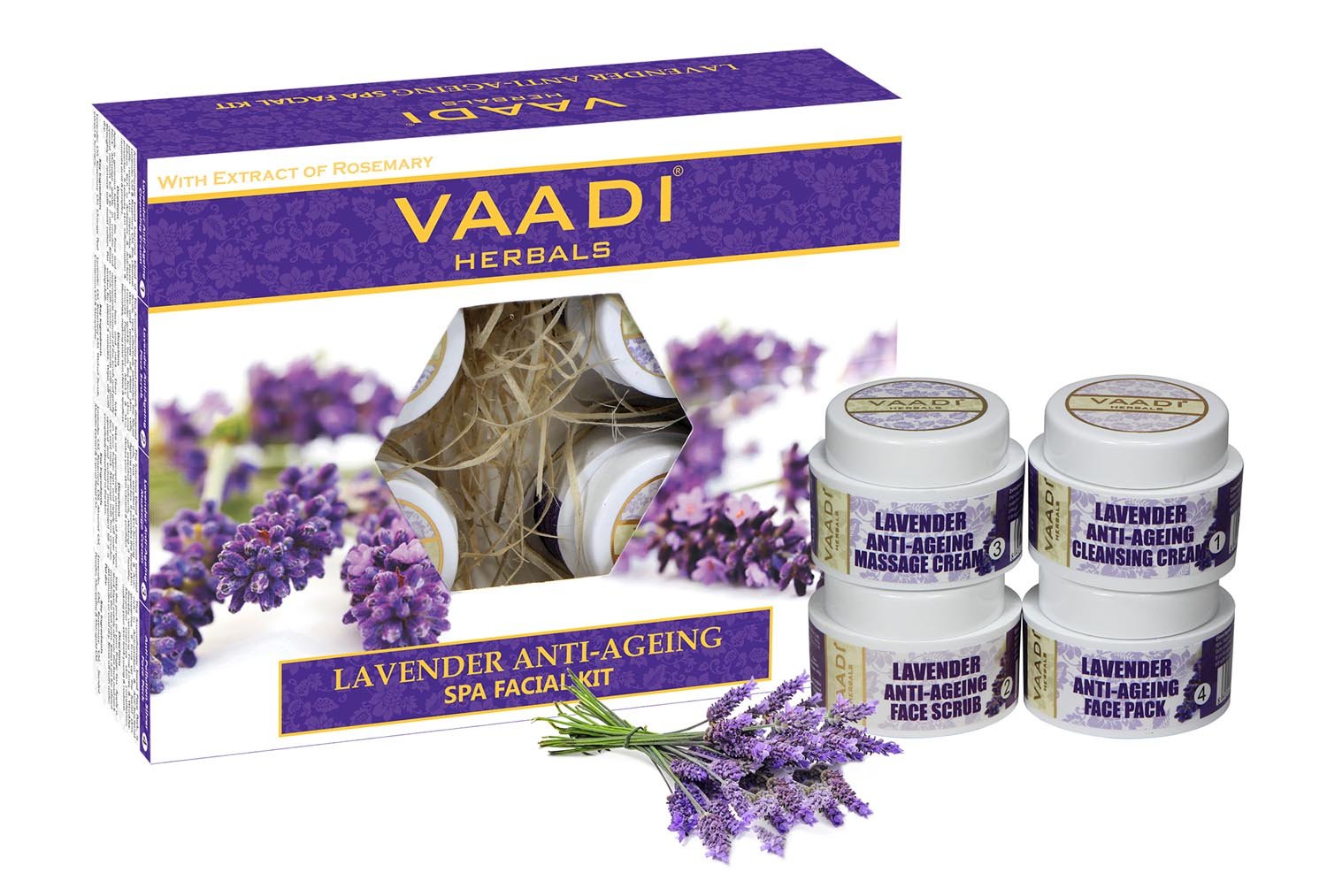 Vaadi Herbals Lavender And Rosemary Anti Ageing Spa Facial Kit - 70gm (Both For Men And Women)