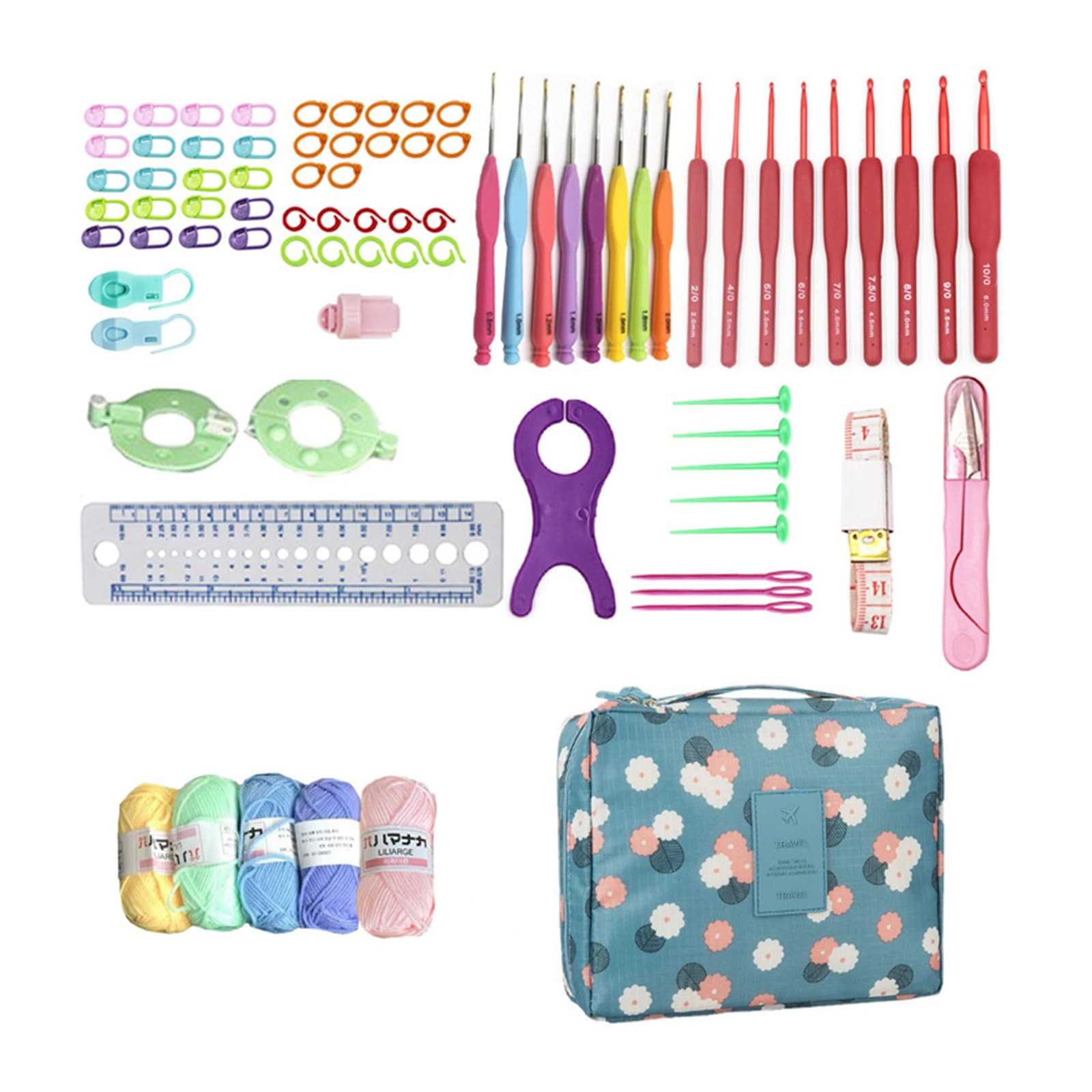 Layhou 82PCS Crochet Kit Adult Crochet Starter Kit with Wool and Full Size Ergonomic Soft Grip Rubber Grip Crochet Hooks Knitting Set with Storage Bag