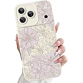 OOK Compatible with iPhone 17 Pro 6.3inch Case, Silicone Floral Flower Cute Pattern, Camera Protection Soft Slim Phone Cover for Girls Women -White Flowers
