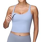 Foucome Nursing Tank Tops for Breastfeeding Longline Nursing Sports Bra Cross Back Workout Crop Top with Built in Bra