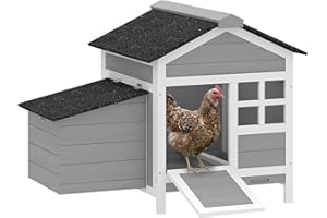 PawHut Wooden Chicken Coop Outdoor, Hen House Outdoor Backyard Poultry Cage with Nesting Box, Pull-Out Metal Tray, for 1-2 Chickens, 36" x 25" x 27"