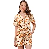 Allegra K Women Hawaiian Sets 2 Pieces Floral Button Down Shirt and Shorts Tropical Vacation Beach Casual Outfits 2025