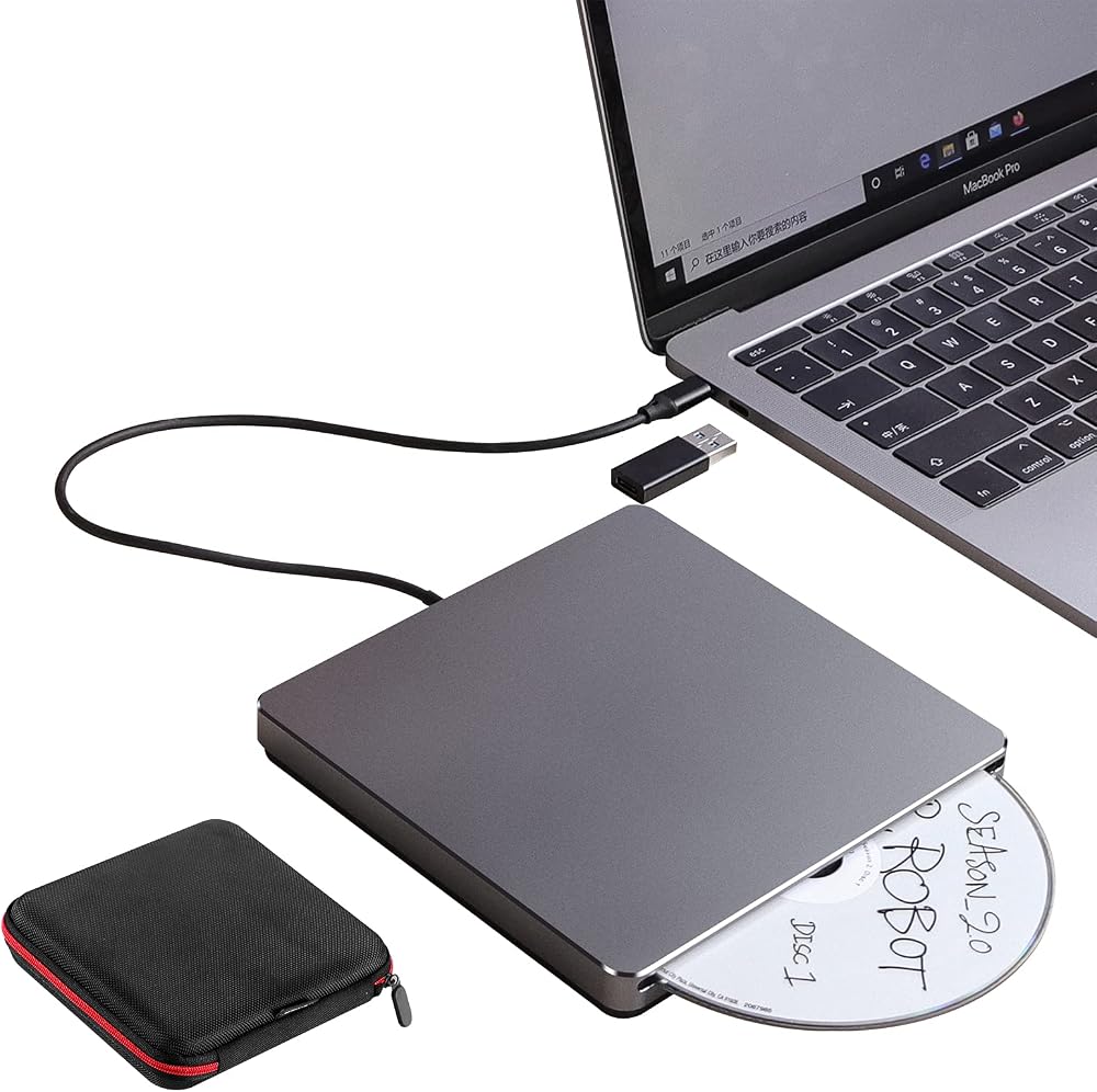 GRTLPOK External CD DVD Drive USB 3.0 Type C Portable Burner Writer Reader Mac