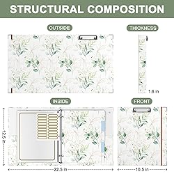 Rouidr 3 Ring Binder with clipboard, 1 inch Binder