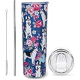 sxmluedn Husky Gifts for Women Cute Dog Tumbler Coffee Cup for Women Husky Travel Mug 20 Oz Stainless Steel Insulated Water Bottle With Lid and Straw