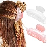 CAKURE Acrylic Claw Clip White Hair Clips Medium Hair Claw Clips Hair Accessories for Women and Girls (Pack of 2)