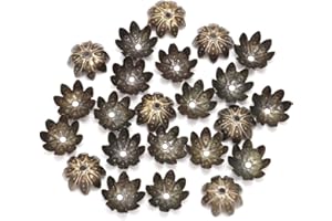 AGCFABS 100pcs/Lot 8 mm Bronze Lotus Flower Metal Loose Spacer Bead Caps Cone End Beads Cap Filigree for DIY Jewelry Finding Making (Antique Bronze, 8mm(0.31inch)*100pcs)
