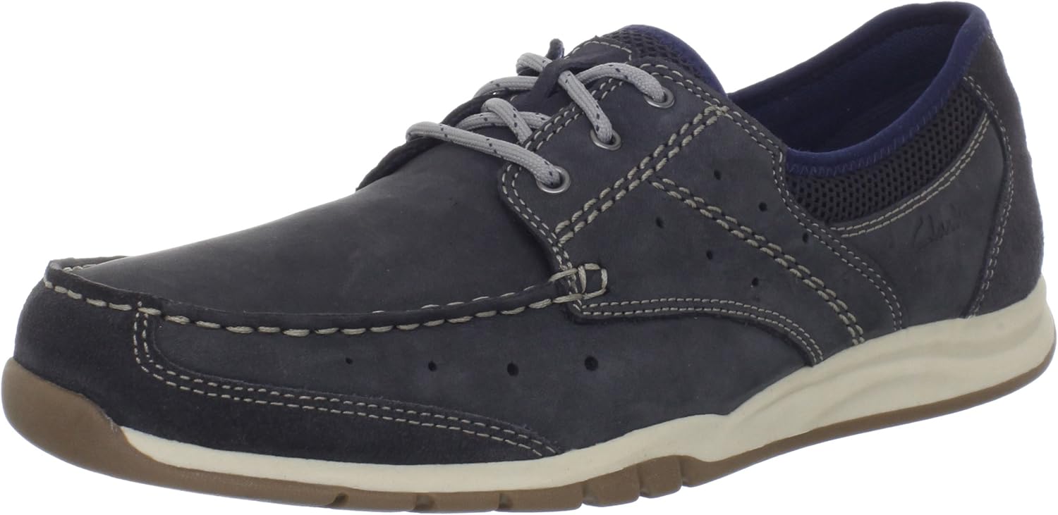 Clarks Armada English Mens Blue Wide Apron Leather Boat Shoes Size UK 8