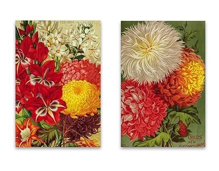 Vintage Botanical Garden imán para nevera - Juego de 2