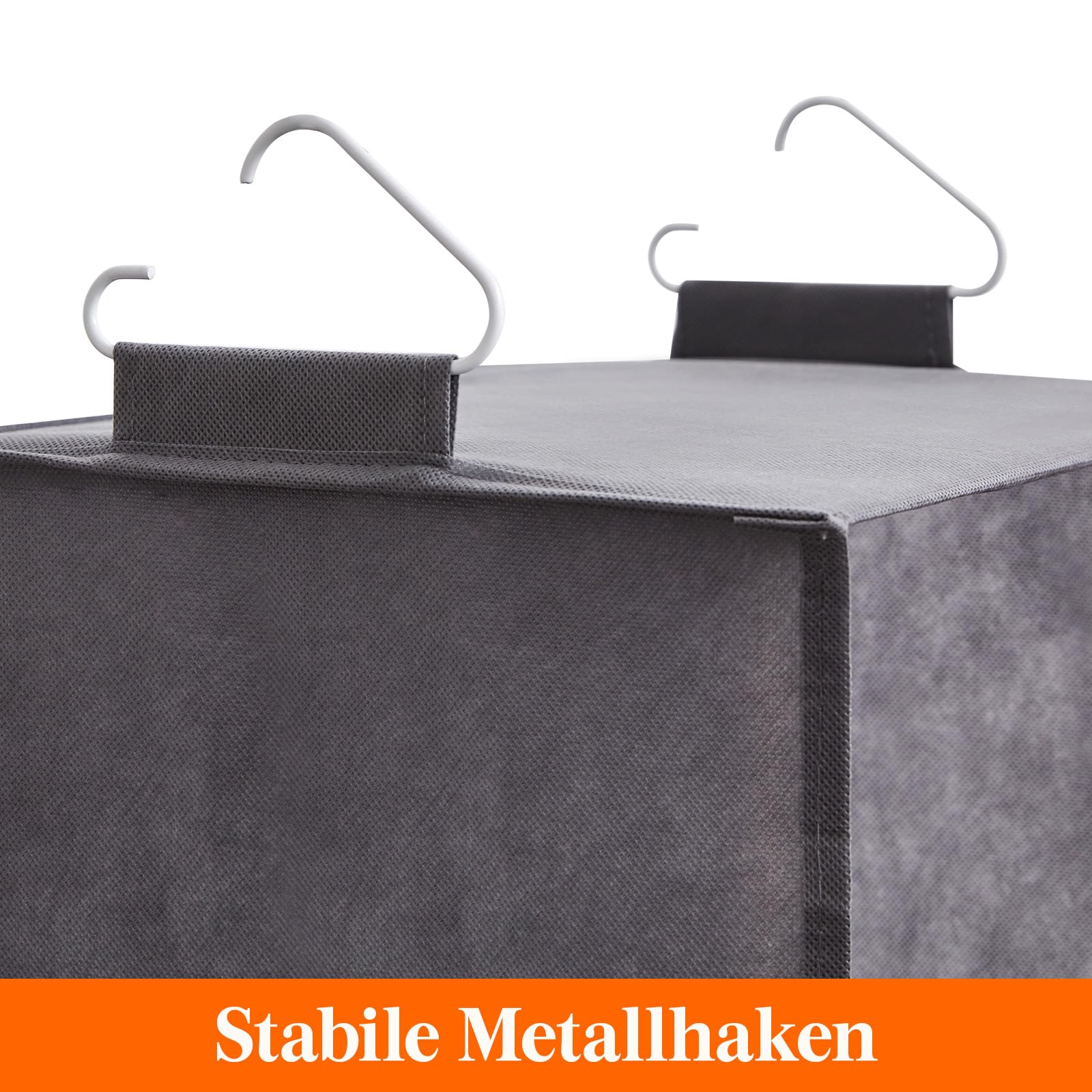 Lifewit Hängeregal, Schrank Organizer, Hängesystem Kleiderschrank, Hängeaufbewahrung aus Stoff, Ordnungssystem Kleiderschrank, Faltbar und Platzsparend mit Metallhaken, 2 Stück, Grau 5