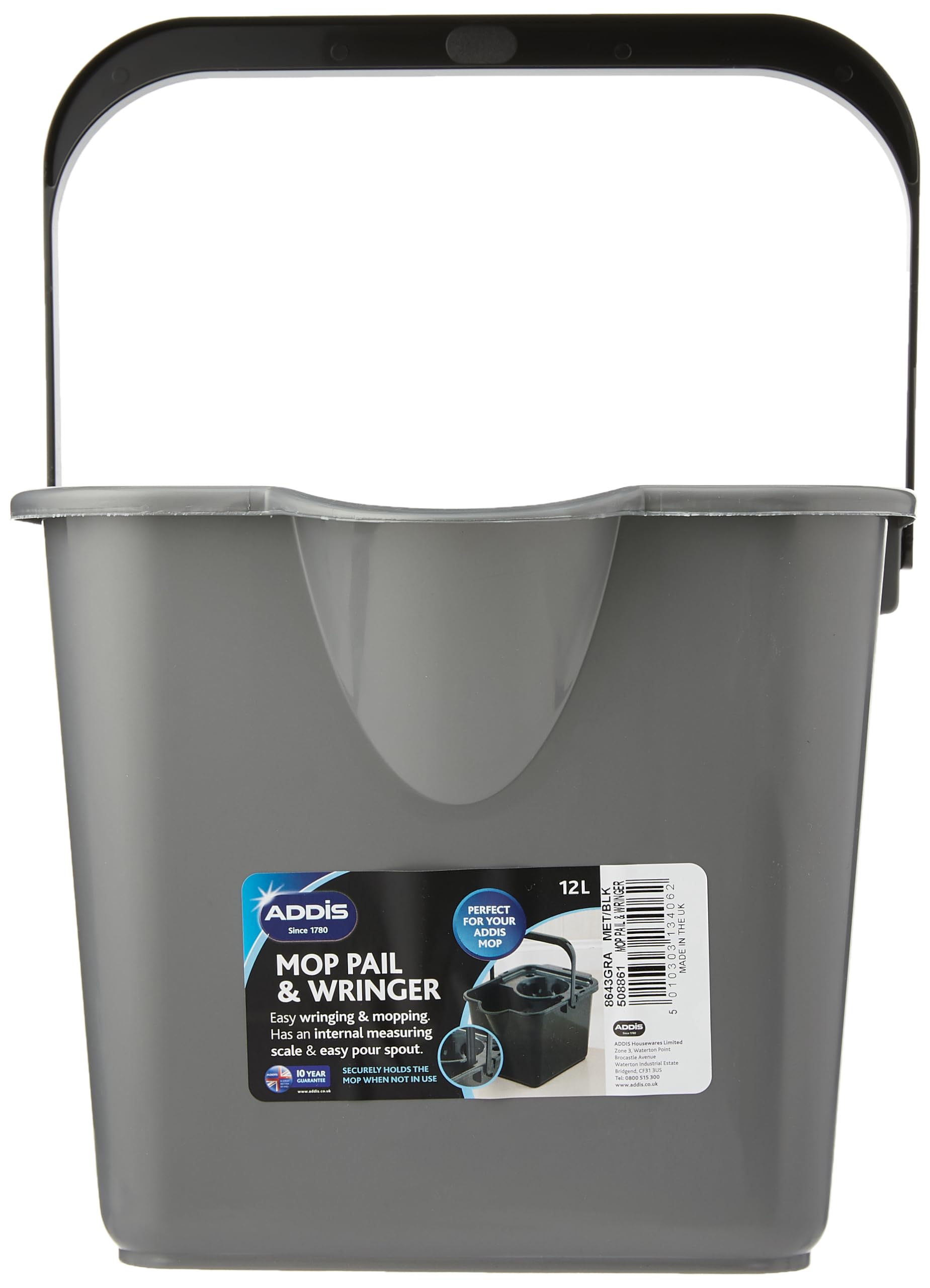 ADDIS Mop Pail and Wringer in Charcoal Grey 12L Capacity