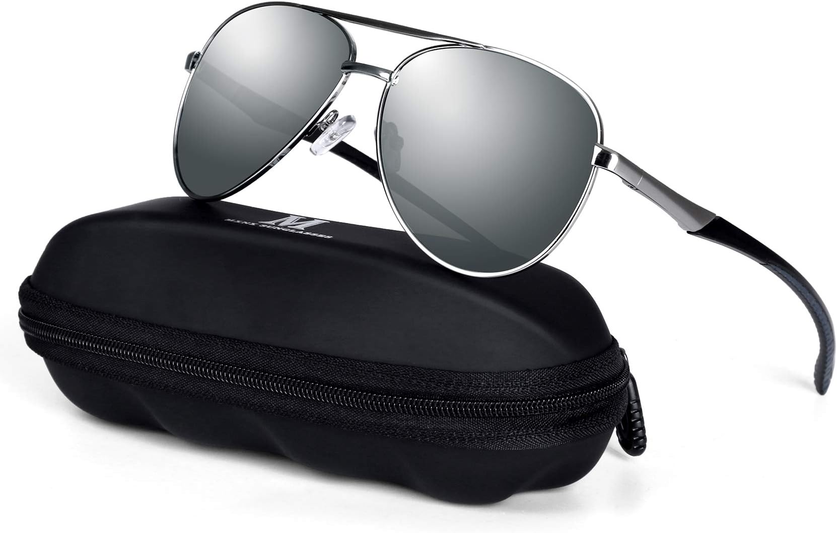 Aviator Sunglasses for Men Polarized Sunglasses Womens Driving Fishing Lightweight Mens Sunglasses 508-(silver/silver lens)