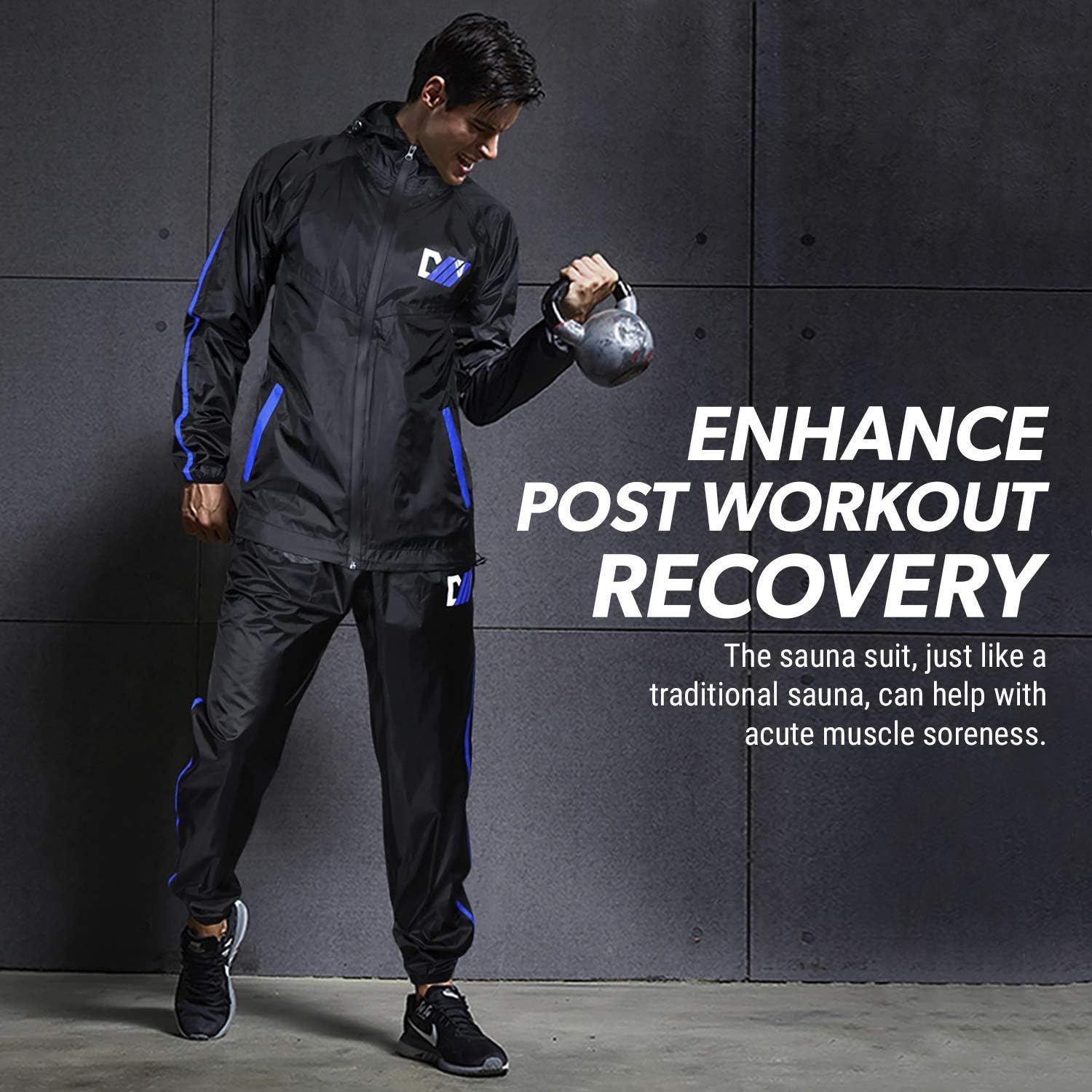 DMoose Sauna Suit for Men and Women, Sweat Suit for Weight Loss 2 Pc Set, Zipper Jacket Pant with Hood Full Body Gym Fit Wear, Anti-Rip Workout Suit Sports Running Cycling Yoga Pilates Boxing Anti-Rip : Sports & Outdoors
