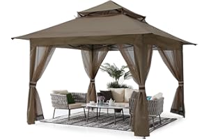 ABCCANOPY Pop Up Gazebo 13x13 - Outdoor Canopy Tent with Mosquito Netting for Patio Garden Backyard (Brown)