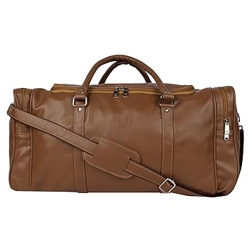 Mboss Leather 53.34 cms Beige Travel Duffle (TB 005 Beige Single)