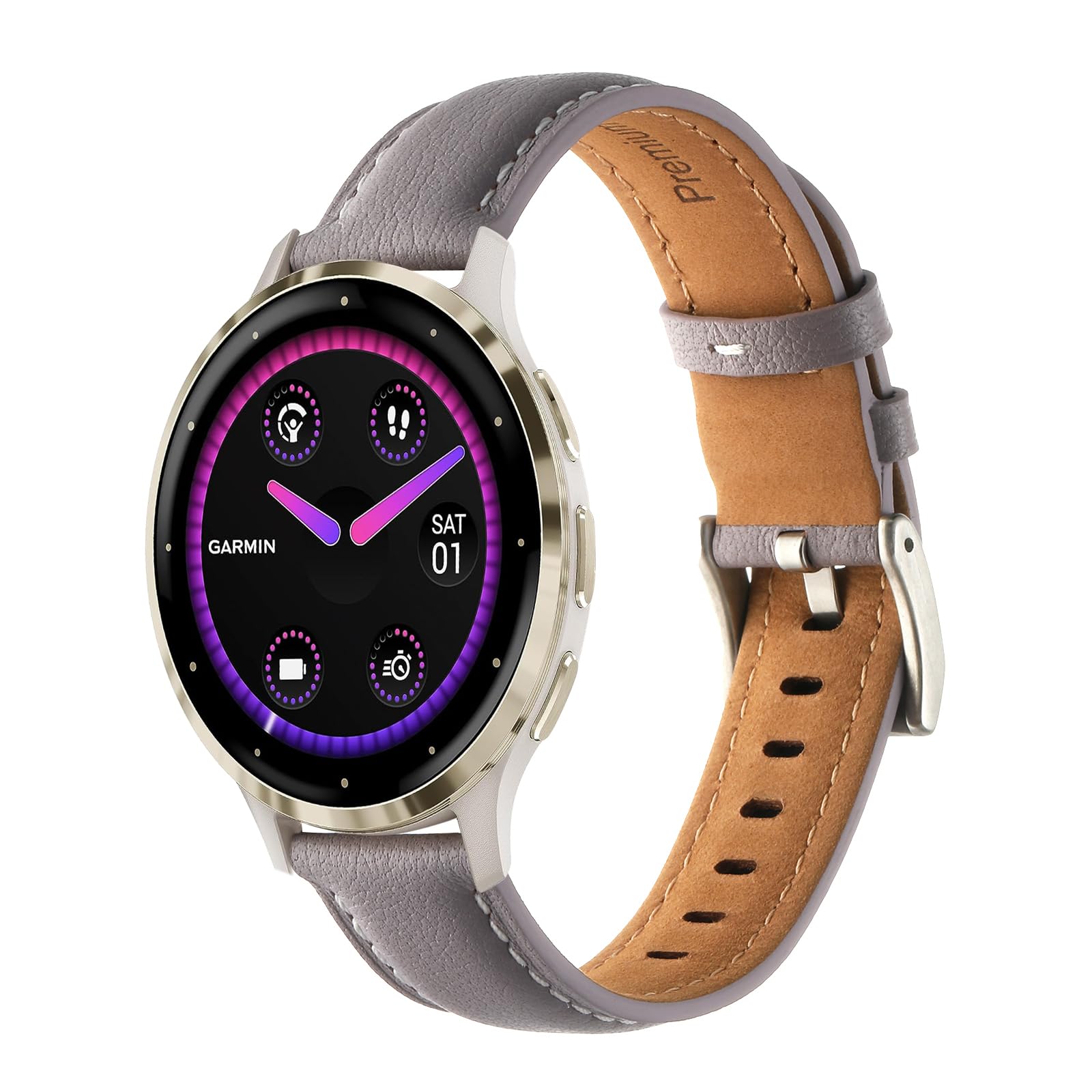 Chofit Strap Compatible with Garmin Venu 3S/Venu 2S, Replacement Straps Soft Leather Band Wristband 18mm Bands for Forerunner 265S 255S/Vivoactive 4S/Vivomove 3S (Smoke Violet)