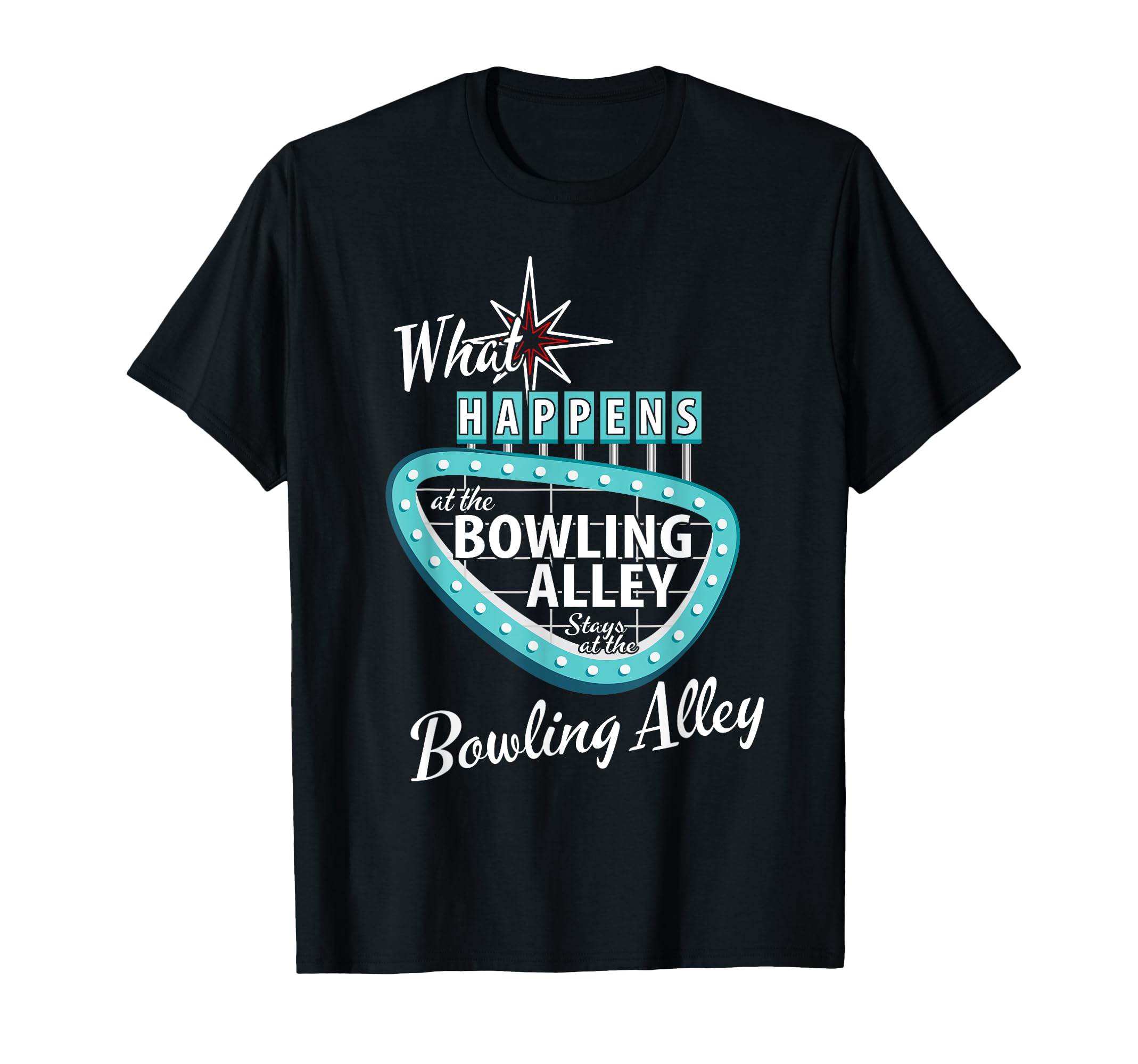 Funny Retro Bowling What Happens at the Bowling Alley Vegas T-Shirt