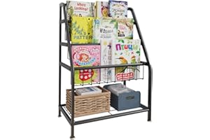 aboxoo Kids Bookshelf Todder Freestanding for Children Room 18 inches Small Toddler Bookcase Toy Organizer Play Black Stable Bookcase Bookstore Library Book Unit Storage for Small Place,Black