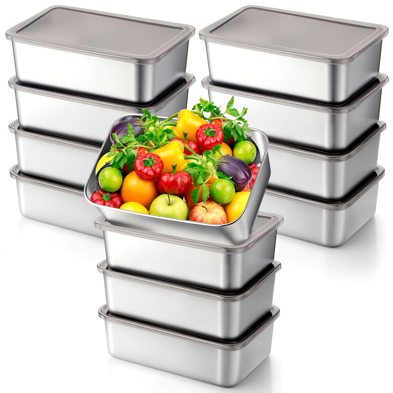Photo 1 of Blushtier 12 Pcs Stainless Steel Food Storage Containers with Lids, 22 oz Metal Lunch Bento Box, Lightweight Stackable Easy Open Meal Prep Container for Kitchen Picnic, Freezer & Dishwasher Safe