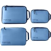 Eagle Creek Pack-It Isolate Carry-On Set, Blue Dawn, Set of 4 | Carry-On Packing Cubes, Travel Essentials, Angled Zipper, Stackable Compression for Luggage