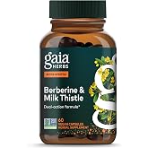 Gaia Herbs Berberine &amp; Milk Thistle, 60 Capsules | Milk Thistle, Berberine &amp; Ginger Root, Supports Liver Health, Vegan, Gluten-Free, Dairy-Free, Non-GMO Project Verified*
