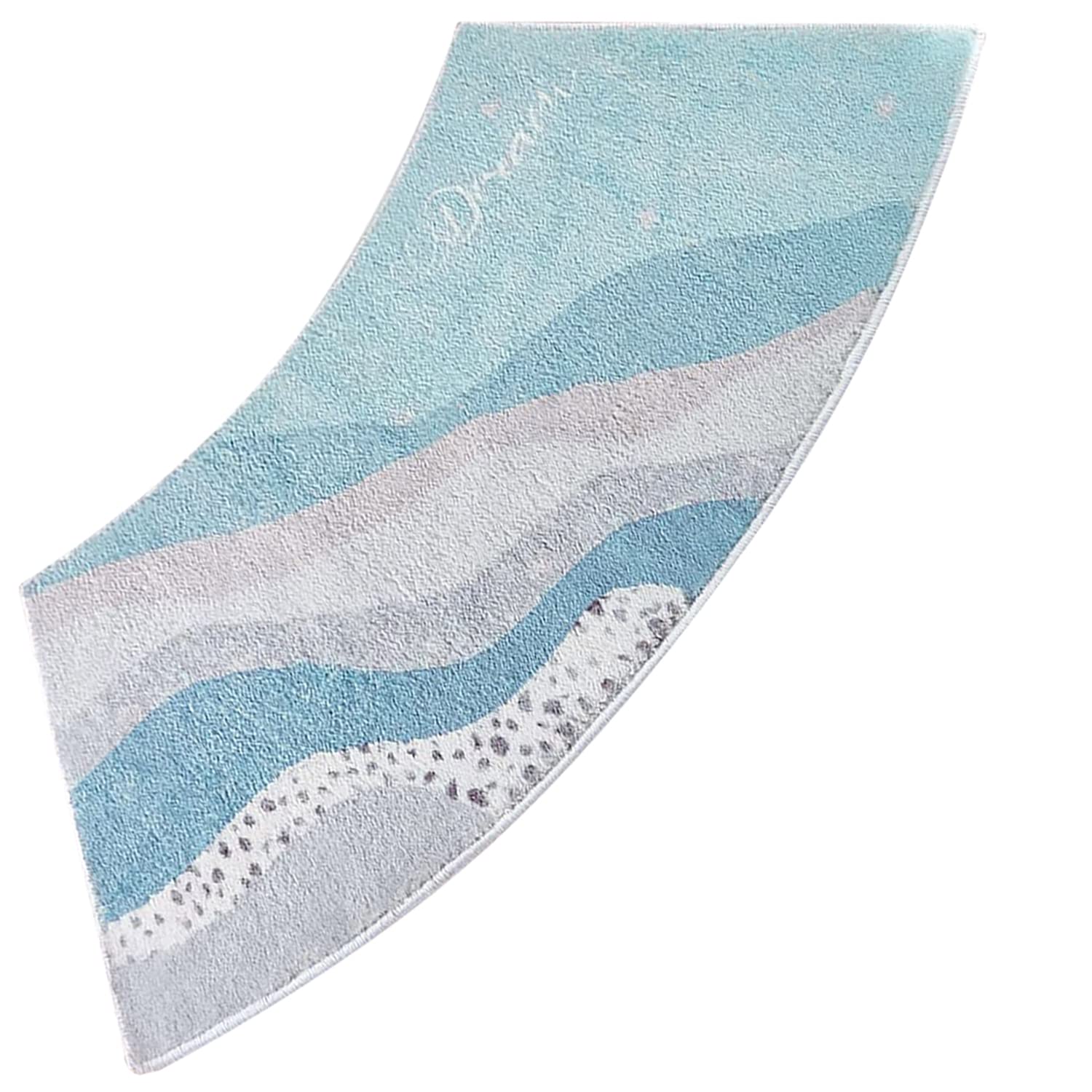 DFEO@MF Curved Bath Mat, Corner Shower Mats Non Slip, Semi-Circular Bath Mat Washable Bathroom Rug Corner Bath Tub Floor Carpet, Microfibre, for Shower or Tub, 45x100cm (Ocean)