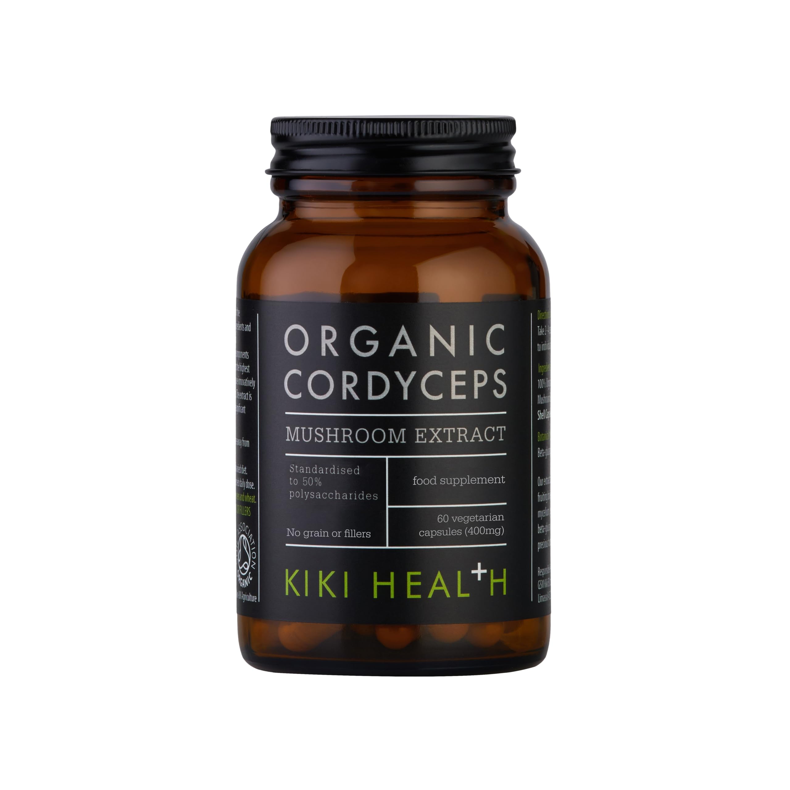 KIKI Health Organic Cordyceps Mushroom Extract | 50% Beta-Glucan Polysaccharides | Supports Energy & Immune Health | Boosts Focus, Performance & Endurance | Vegan Supplement - 60 Vegicaps