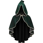 yolsun Medieval Short Hooded Cape for Women, Renaissance Cowl Halloween Hooded Cloak Costume Unisex