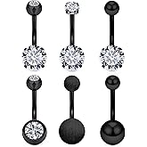 Vsnnsns Shiny Cubic Zirconia Belly Button Piercing - 14G, 8MM-14MM Navel Rings for Women and Men, 316L Stainless Steel