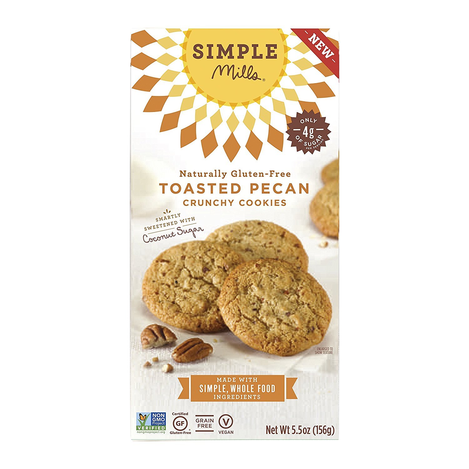 Simple Mills Naturally Gluten-Free Crunchy Cookies, Toasted Pecan, 5.5 oz (PACKAGING MAY VARY)