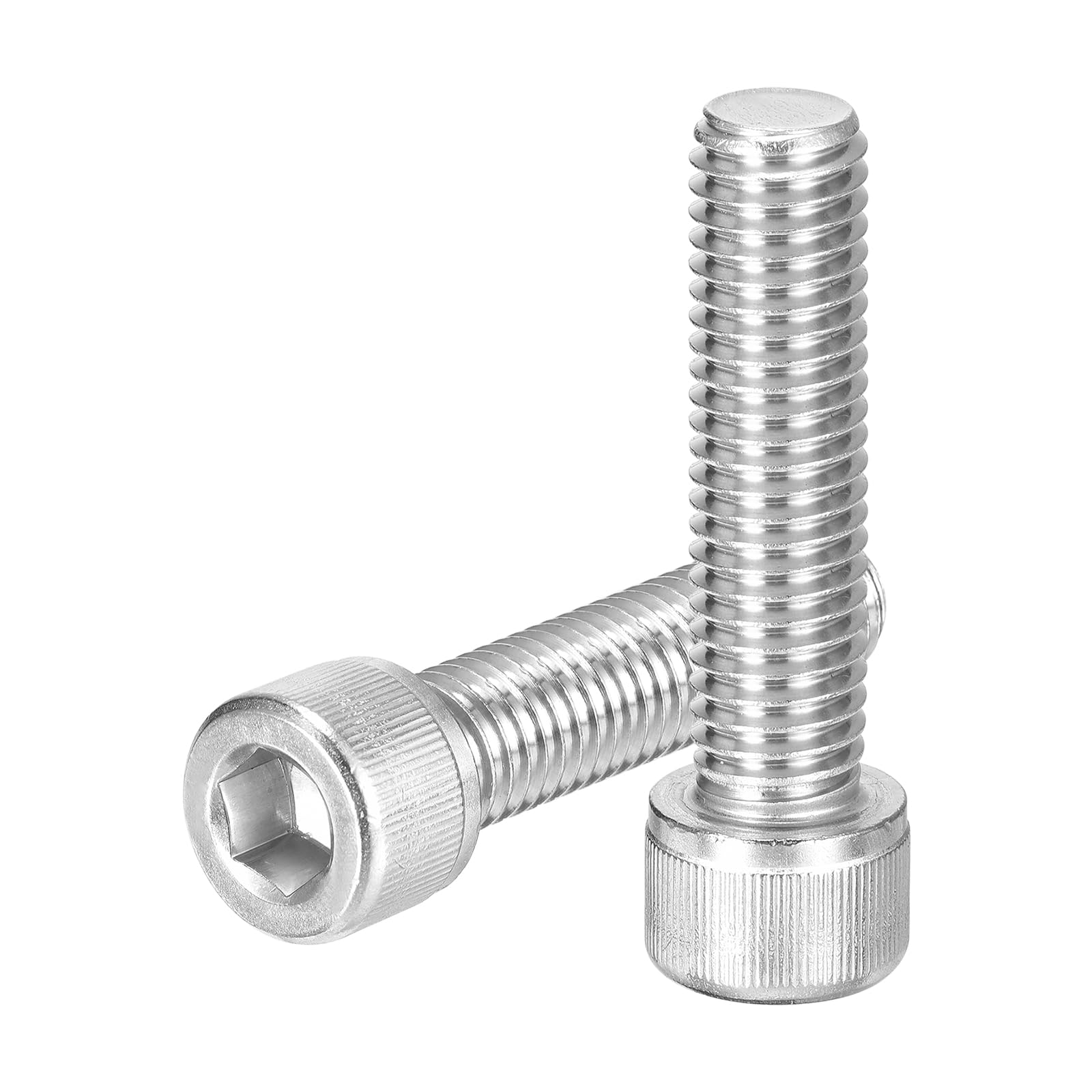 uxcell Hex Socket Bolts (1/2"-13x2"), 304 Stainless Steel Hex Socket Drive Screw, Silver Tone, 2 Pcs