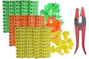 WMYCONGCONG 300 PCS 1-100 Number Plastic Livestock Ear Tag Animal Tag for Goat Sheep Pig + 1 PCS Ear Tag Applicator