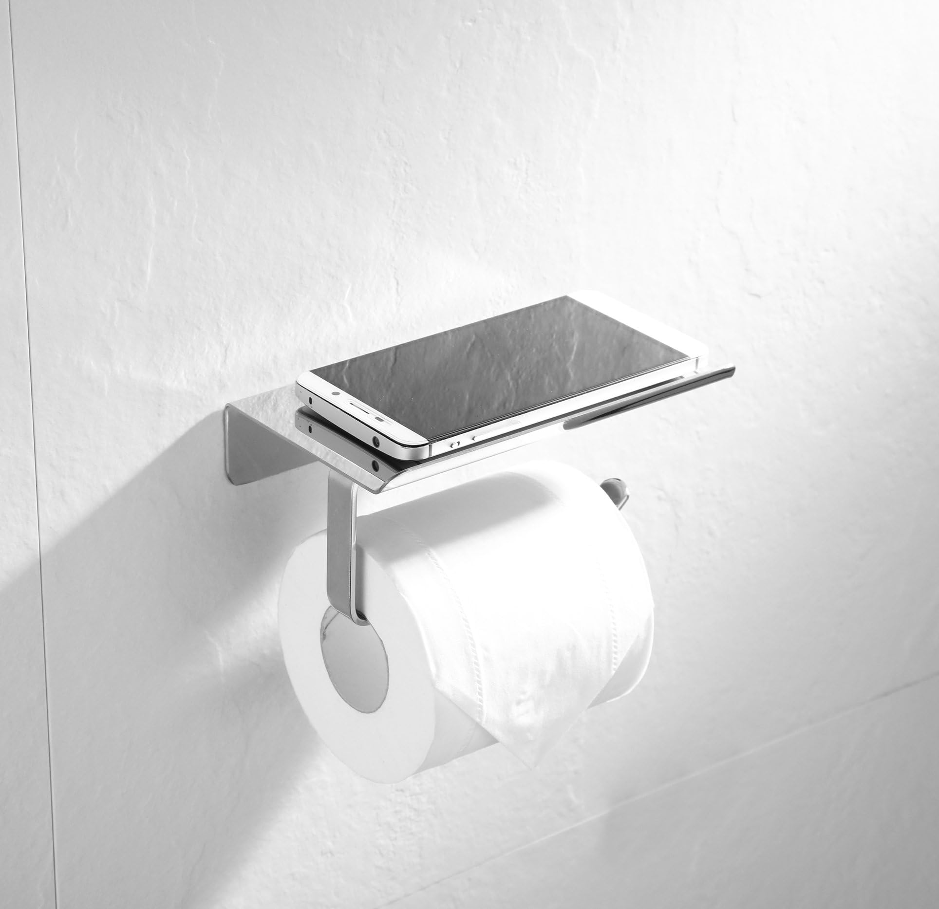 iMoebel Toilet Roll Holder Paper Holder Without Drilling Bath Installation Staness Steel Mirror Process Wall Mounted Polished with Mobile Phone Holder Stand
