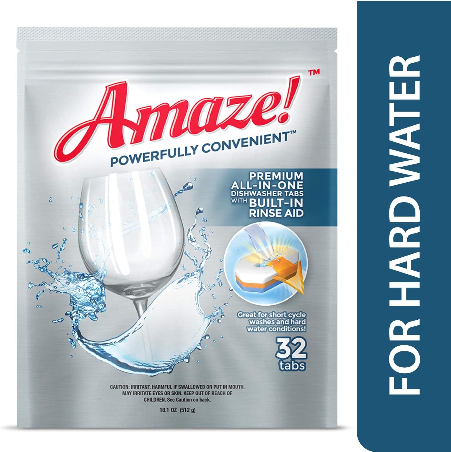 AMAZEPremium All-in-One Dishwasher Tablets (12 boxes of 35 tabs) - Fresh Scent - Powerful Dish Detergent. Fight Hard Water Buildup. High Performance. Dissolvable Film.