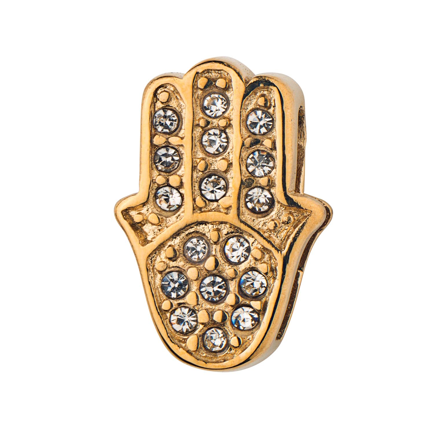 Kistanio - Brilliant Hamsa Hand Charm for Mesh Bracelet | Hand of Fatima Charm | Charm Bracelet Charms, Stainless Steel, Cubic Zirconia,