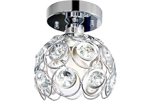 TISLYCO Modern Semi Flush Mount Ceiling Light Fixture, Mini Crystal Chandelier Ceiling Lamp, Small Crystal Chandelier Light Fixture, Close to Ceiling Light for Hallway Bathroom