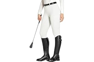 FitsT4 Sports Women's Full Seat Riding Tights with Zipper Pockets Horseback Riding Pants Equestrian Breeches for Women