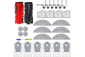 30PCS Robot Vacuum Accessories Kits for Roborock Saros 10 / G30 Cleaner Replacement Parts, 2X Main Brushes, 6X Side Brushes, 